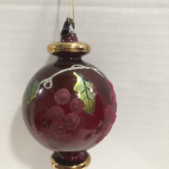 Vintage Blown Glass Christmas Ornament Wine Grape Theme - Picture 8 of 8